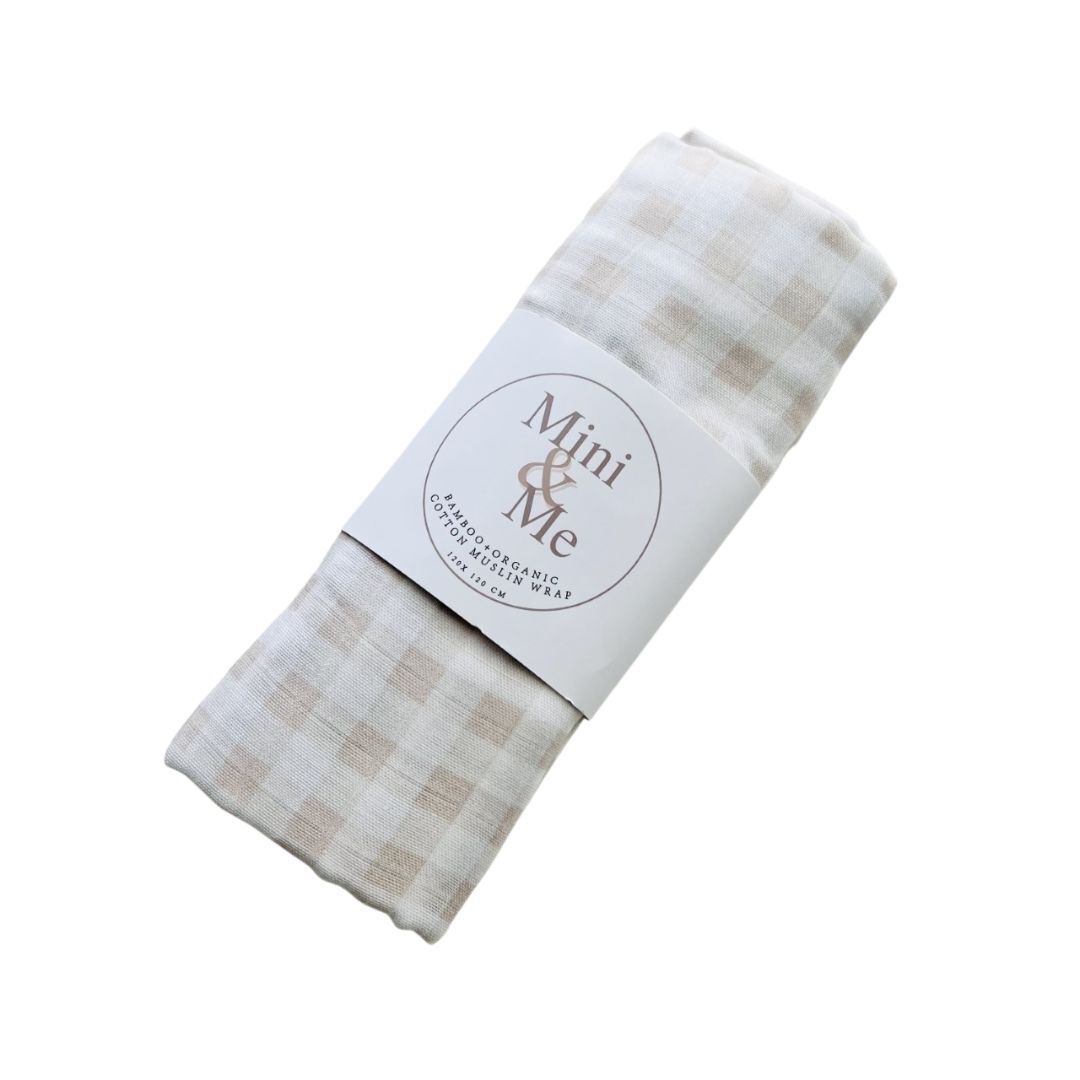 Muslin Swaddle Nude Gingham