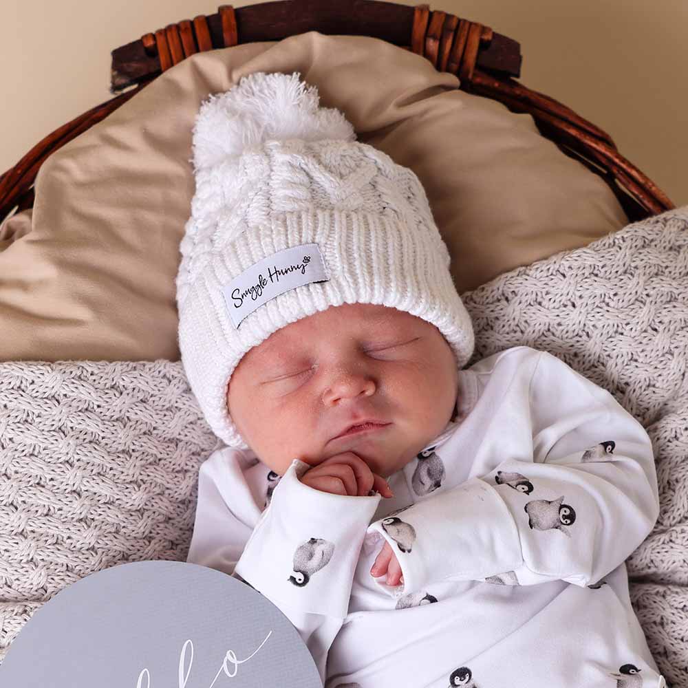 Beanie White Organic Knit