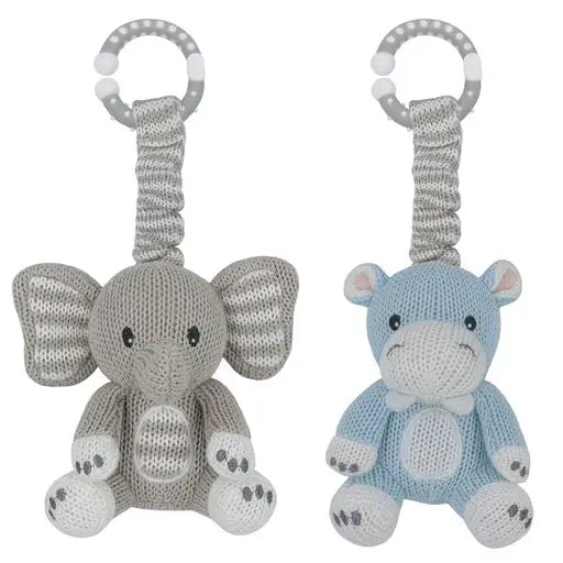 Elephant and Hippo Stroller Toys