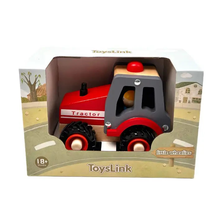 Tractor Wooden Red