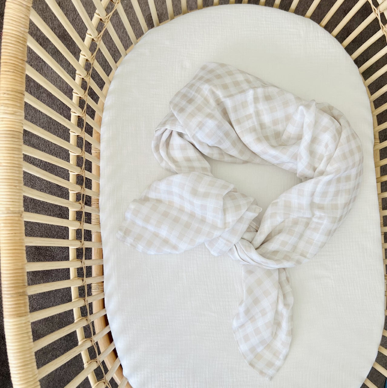 Muslin Swaddle Nude Gingham
