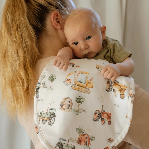 Diggers And Tractors Organic Cotton Burb Bib