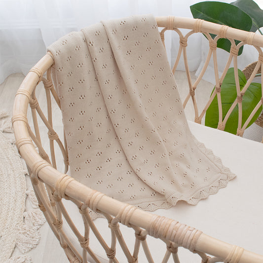 Heirloom blanket in Sand colour. Bassinet / pram size