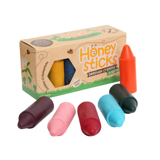Honeysticks original crayons, suitable for toddlers. Made from wax.