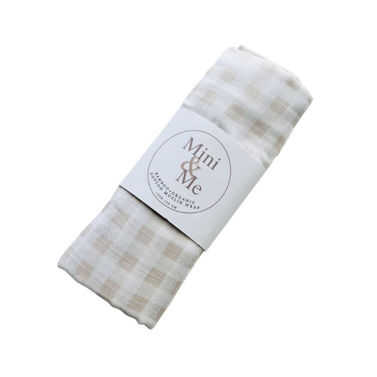 Muslin Swaddle Nude Gingham