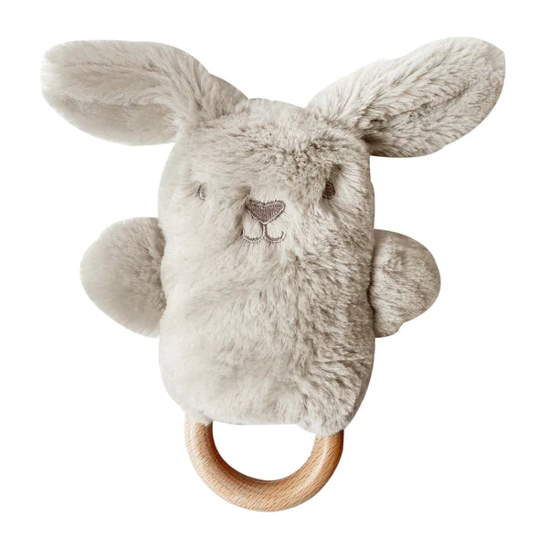 Ziggy the bunny Rattle with wooden teething handle