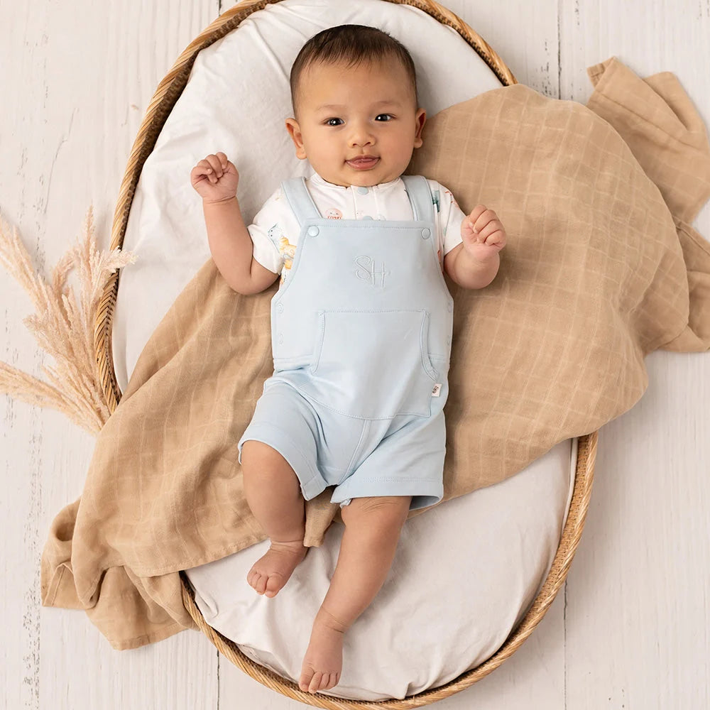 Baby Blue Joey Organic Overalls Short