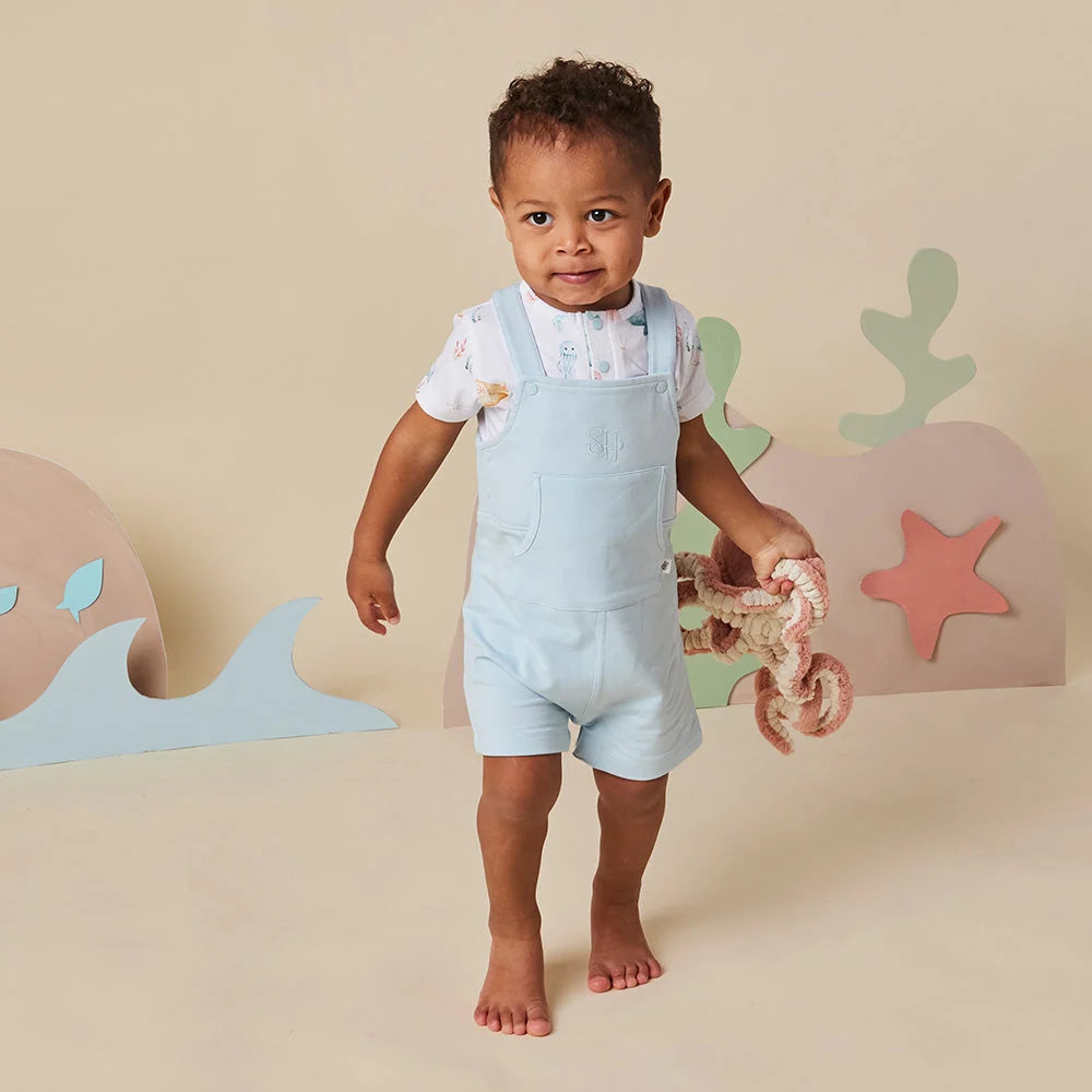 Baby Blue Joey Organic Overalls Short