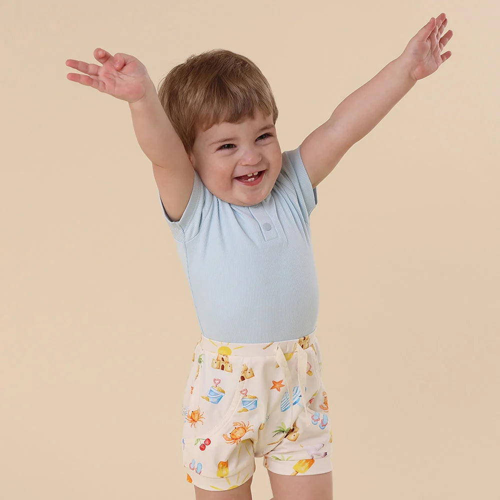 Baby Blue Short Sleeve Bodysuit