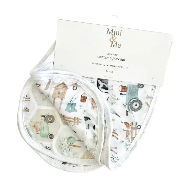 Burp Bib Set Patchwork Farm and Farm Life