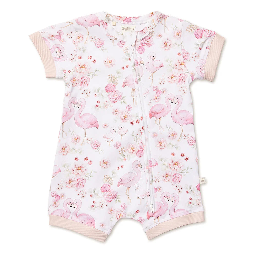 Flamingos Organic Shortie Romper