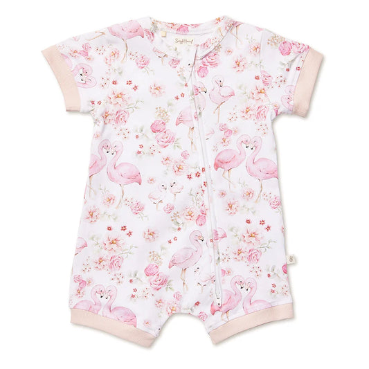 Flamingos Organic Shortie Romper