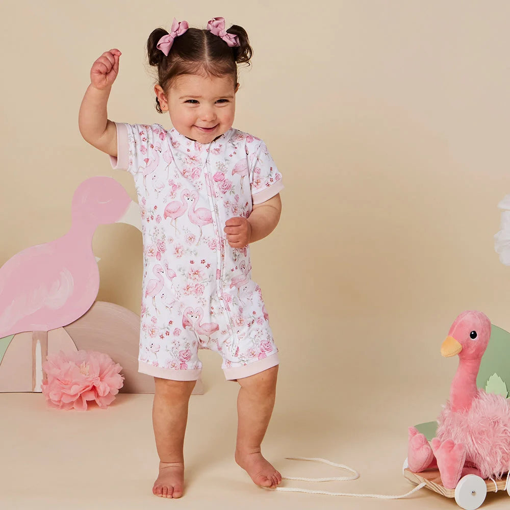 Flamingos Organic Shortie Romper