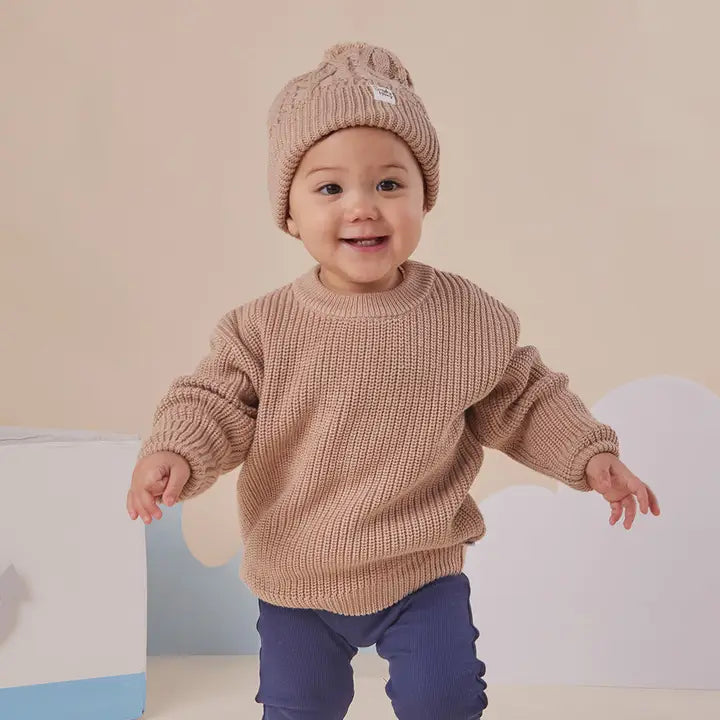 Hazelnut Oversized Cotton Knit Jumper