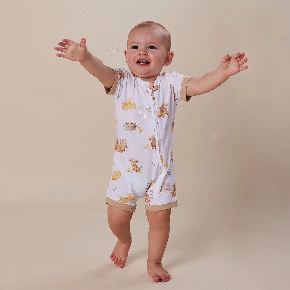 Highland Cows Organic Shortie Romper