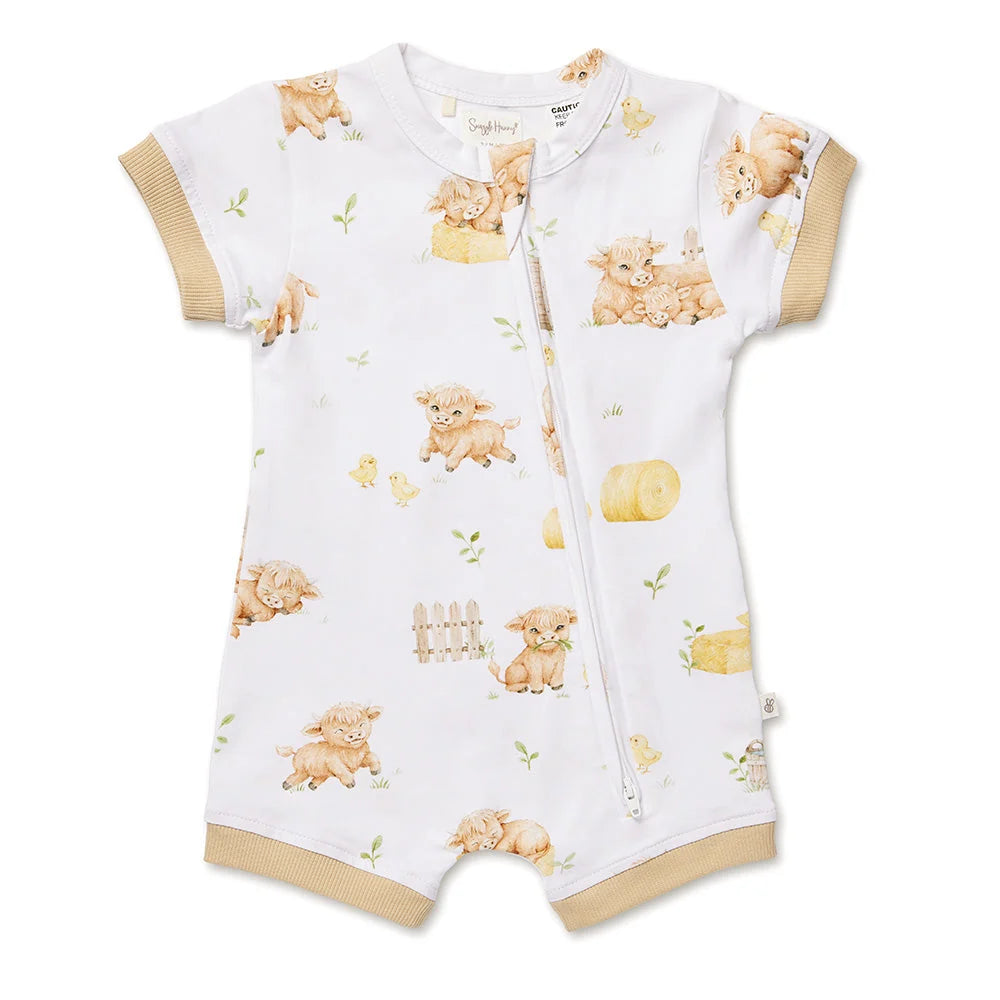 Highland Cows Organic Shortie Romper