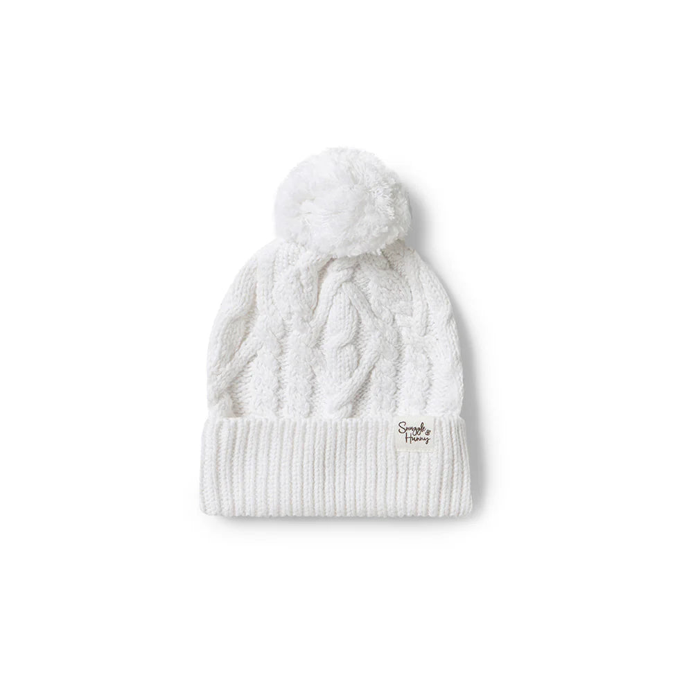 Beanie White Organic Knit