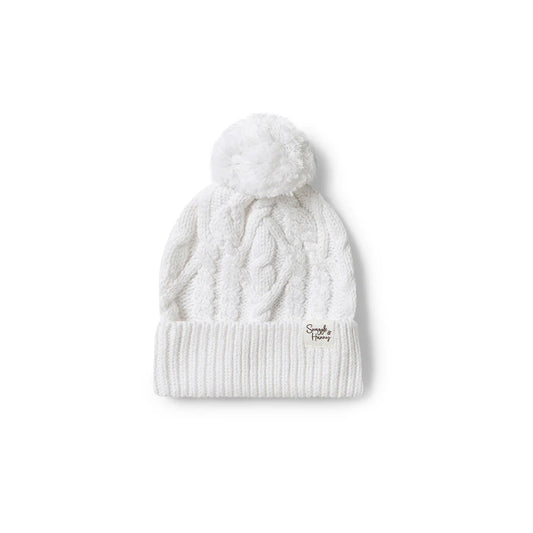 Beanie White Organic Knit