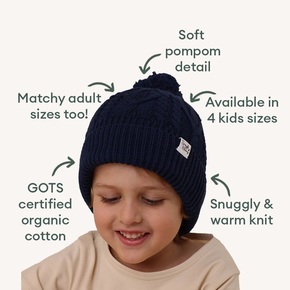Beanie Navy Blue Organic Cotton