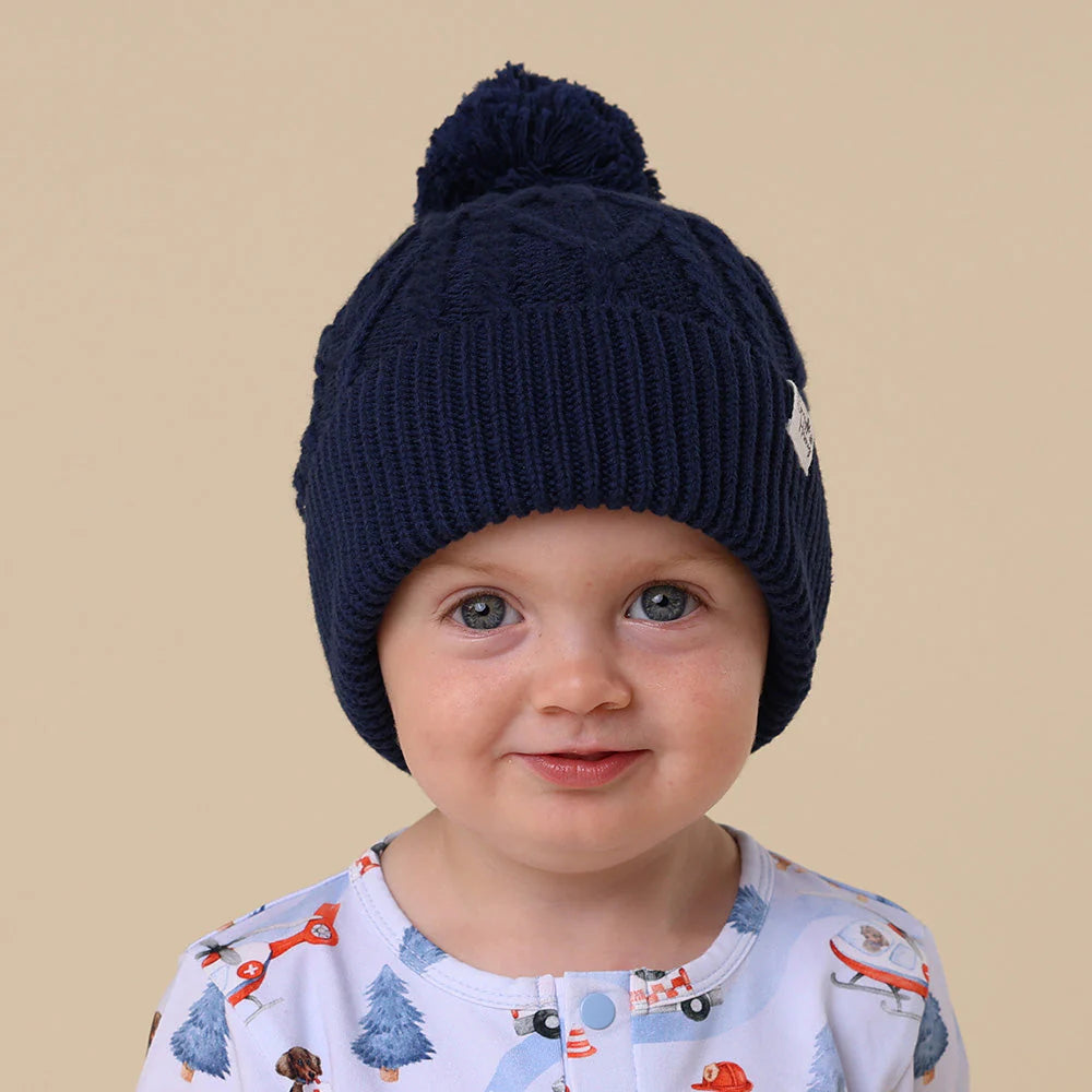 Beanie Navy Blue Organic Cotton