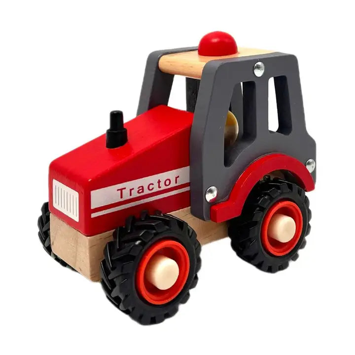 Tractor Wooden Red