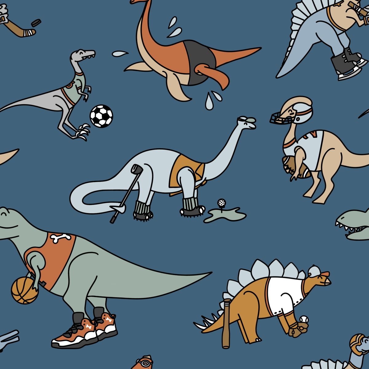 Romper Sleeveless Sporty Dinosaurs