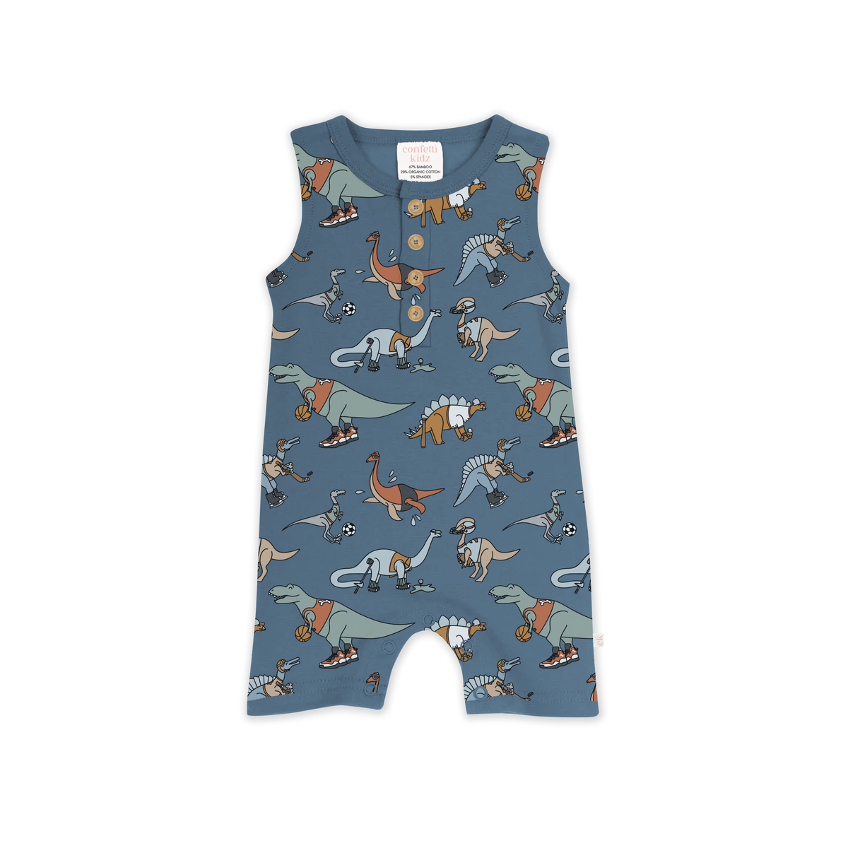 Romper Sleeveless Sporty Dinosaurs