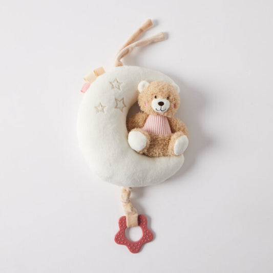Teddy Bear On Moon Musical Pink